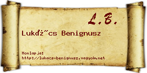 Lukács Benignusz névjegykártya